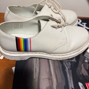 Pride Doc Martins white clogs